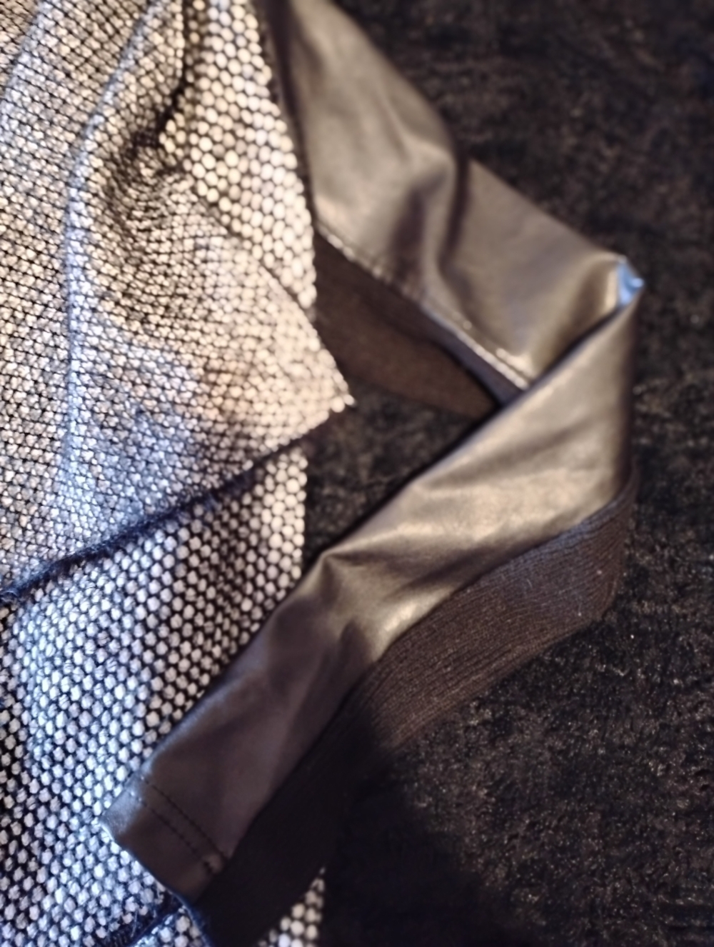 Black Tape_ Metallic Silver-Black Knit Cardigan
